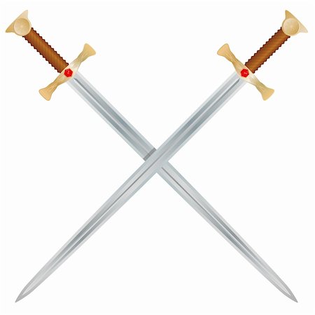 Steel swords on a white background.  Vector Illustration Photographie de stock - Aubaine LD & Abonnement, Code: 400-04228596