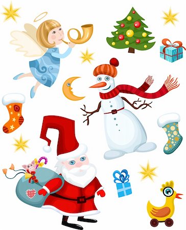 snowman snow angels - vector illustration of a christmas card Photographie de stock - Aubaine LD & Abonnement, Code: 400-04228739