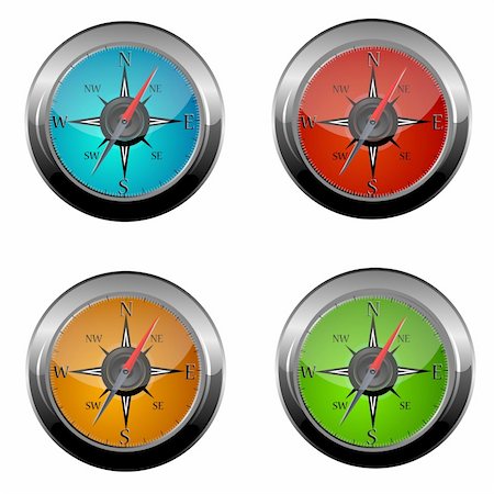 simsearch:400-04773117,k - illustration of set of icon with different color compass Photographie de stock - Aubaine LD & Abonnement, Code: 400-04228936