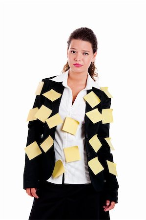 Businesswoman with yellow pos-its, isolated on white Stock Photo - Budget Royalty-Free & Subscription, Code: 400-04229004