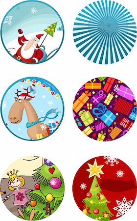 vector illustration of a christmas card set Stock Photo - Budget Royalty-Free & Subscription, Code: 400-04229214