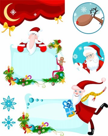 vector illustration of a christmas card set Stock Photo - Budget Royalty-Free & Subscription, Code: 400-04229213