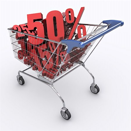 simsearch:400-08554585,k - Shopping cart full of percentage. Concept of discount. Stock Photo - Budget Royalty-Free & Subscription, Code: 400-04229242