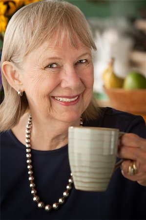 simsearch:400-04744719,k - Senior woman at home with coffee or tea Stock Photo - Budget Royalty-Free & Subscription, Code: 400-04229267