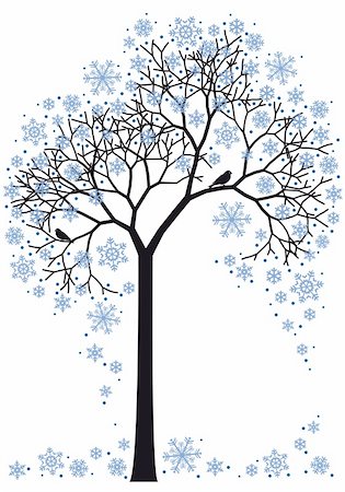 beautiful winter tree with snowflakes, vector background Stock Photo - Budget Royalty-Free & Subscription, Code: 400-04229467