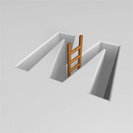 simsearch:400-04741714,k - uppercase letter m shape hole with ladder - 3d illustration Stockbilder - Microstock & Abonnement, Bildnummer: 400-04229616