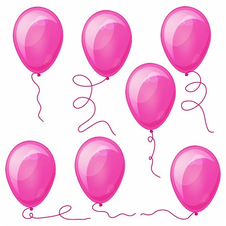 simsearch:400-04713054,k - Set of Pink balloons with strings. Eps10. Illustration for your design. Photographie de stock - Aubaine LD & Abonnement, Code: 400-04229867