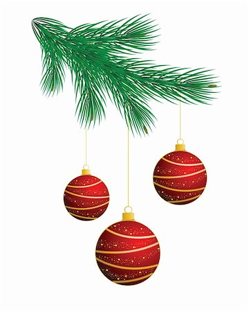 simsearch:400-05876335,k - christmas tree branch with red balls Stock Photo - Budget Royalty-Free & Subscription, Code: 400-04220005