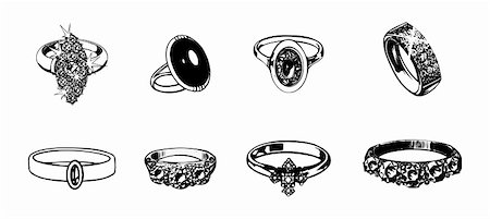 simsearch:400-04574409,k - Eight romantic wedding rings. Vector Stock Photo - Budget Royalty-Free & Subscription, Code: 400-04220138