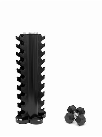 simsearch:400-07103428,k - A dumbell rack with dumbells isolated against a white background Photographie de stock - Aubaine LD & Abonnement, Code: 400-04220225