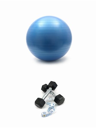 simsearch:400-07103428,k - Hand weights and a fitball isolated against a white background Photographie de stock - Aubaine LD & Abonnement, Code: 400-04220249