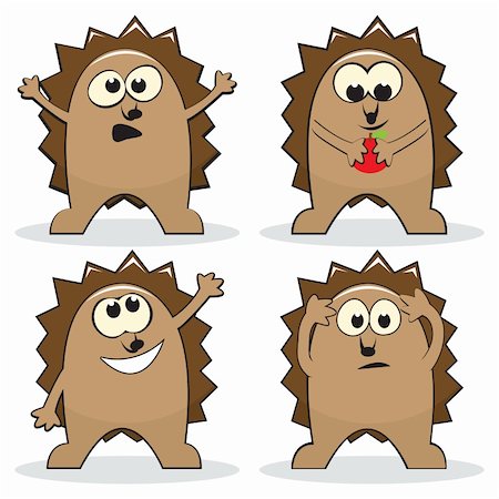 simsearch:400-04117113,k - Set of four cartoon hedgehogs. Vector illustration Foto de stock - Super Valor sin royalties y Suscripción, Código: 400-04220377