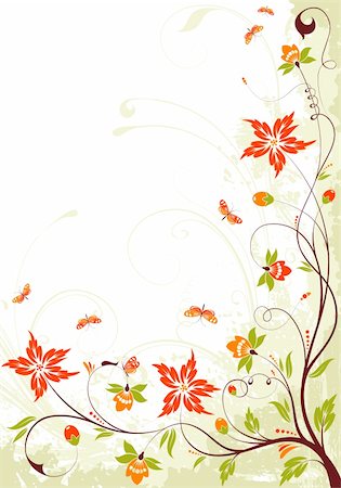 simsearch:400-04091885,k - Grunge floral frame with butterfly, element for design, vector illustration Stockbilder - Microstock & Abonnement, Bildnummer: 400-04220459