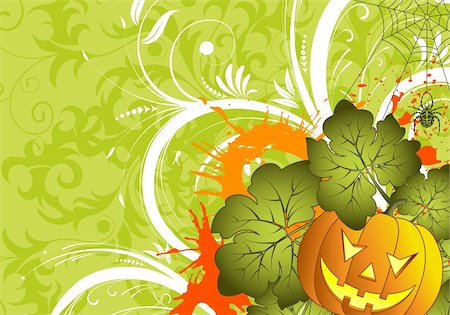 simsearch:400-06881290,k - Grunge Halloween background with pumpkin and spider, element for design, vector illustration Stockbilder - Microstock & Abonnement, Bildnummer: 400-04220451