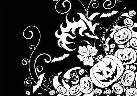 pumpkin leaf pattern - Halloween background with bat and pumpkin, element for design, vector illustration Stock Photo - Budget Royalty-Free & Subscription, Code: 400-04220453