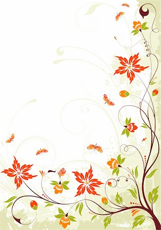 Grunge floral frame with butterfly, element for design, vector illustration Stock Photo - Budget Royalty-Free & Subscription, Code: 400-04220463