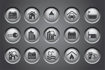 fireplace computer - Real Estate icons Stock Photo - Budget Royalty-Free & Subscription, Code: 400-04220584