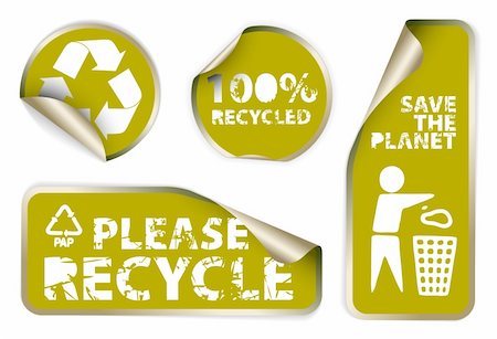 simsearch:400-05736388,k - Set of green labels badges and stickers with recycle icons Foto de stock - Super Valor sin royalties y Suscripción, Código: 400-04220881