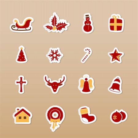Colorful Christmas icons. Vector Stock Photo - Budget Royalty-Free & Subscription, Code: 400-04220995