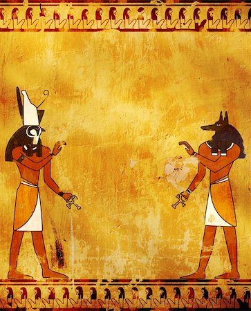 simsearch:400-04715848,k - Wall with Egyptian gods images - Anubis and Horus Photographie de stock - Aubaine LD & Abonnement, Code: 400-04221101