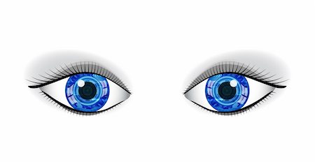simsearch:400-04390736,k - Pair of human blue technology eyes with reflection. Photographie de stock - Aubaine LD & Abonnement, Code: 400-04221237