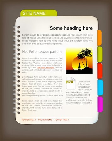 simsearch:400-04387930,k - Web site template - Open notepad with colorful bookmarks Photographie de stock - Aubaine LD & Abonnement, Code: 400-04221466