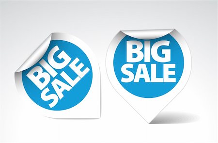 simsearch:400-05066572,k - Round Labels / stickers for big sale - blue  with white border Foto de stock - Royalty-Free Super Valor e Assinatura, Número: 400-04221475