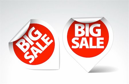 simsearch:400-05066572,k - Round Labels / stickers for big sale - red with white border Foto de stock - Royalty-Free Super Valor e Assinatura, Número: 400-04221476