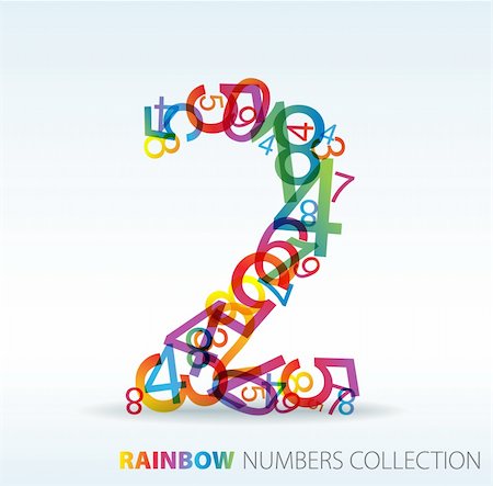 simsearch:400-05902406,k - Number two made from colorful numbers -  check my portfolio for other numbers Stock Photo - Budget Royalty-Free & Subscription, Code: 400-04221514