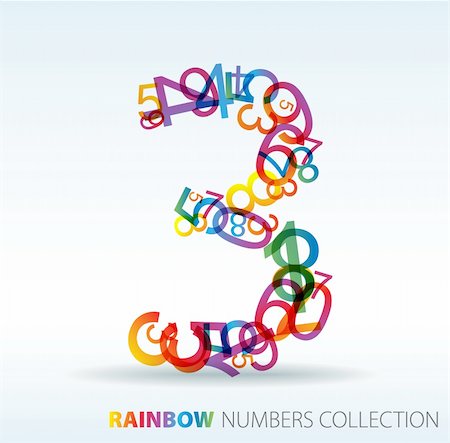 simsearch:400-05902406,k - Number three made from colorful numbers -  check my portfolio for other numbers Stock Photo - Budget Royalty-Free & Subscription, Code: 400-04221515