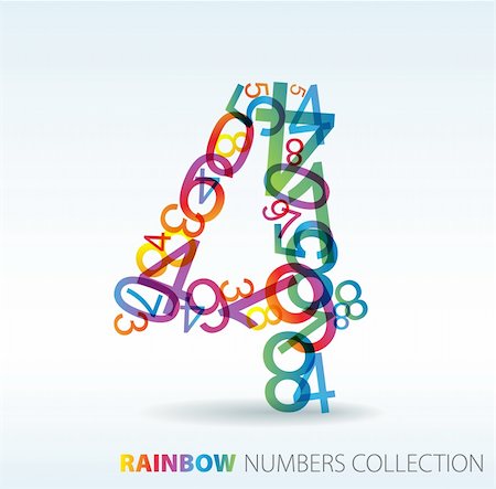 simsearch:400-05902406,k - Number four made from colorful numbers -  check my portfolio for other numbers Stock Photo - Budget Royalty-Free & Subscription, Code: 400-04221516