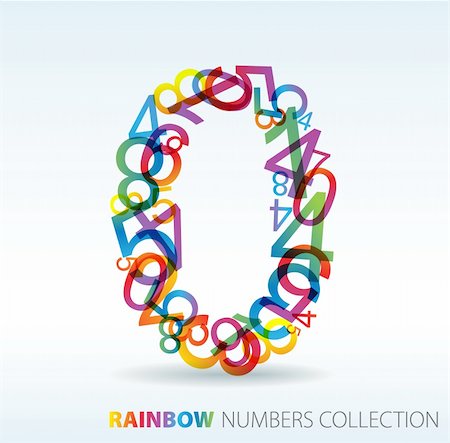 Number zero made from colorful numbers -  check my portfolio for other numbers Stock Photo - Budget Royalty-Free & Subscription, Code: 400-04221512