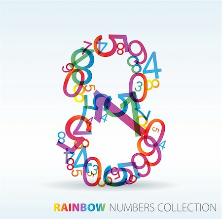 simsearch:400-05902406,k - Number eight made from colorful numbers -  check my portfolio for other numbers Stock Photo - Budget Royalty-Free & Subscription, Code: 400-04221520