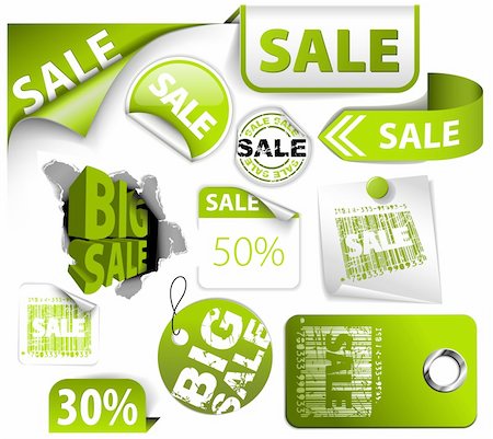 simsearch:400-05341250,k - Set of green discount tickets, labels, stamps, stickers, corners, tags (vector) Stock Photo - Budget Royalty-Free & Subscription, Code: 400-04221533