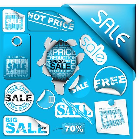 simsearch:400-05341250,k - Set of blue sale tickets, labels, stamps, stickers, corners, tags (vector) Stock Photo - Budget Royalty-Free & Subscription, Code: 400-04221563