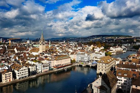 The aerial view of Zurich cityscape, Switzerland Stock Photo - Budget Royalty-Free & Subscription, Code: 400-04221757