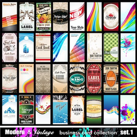 Modern & Vintage Business Card Collection - 32 quality backgrounds - Set 1 Stock Photo - Budget Royalty-Free & Subscription, Code: 400-04221768