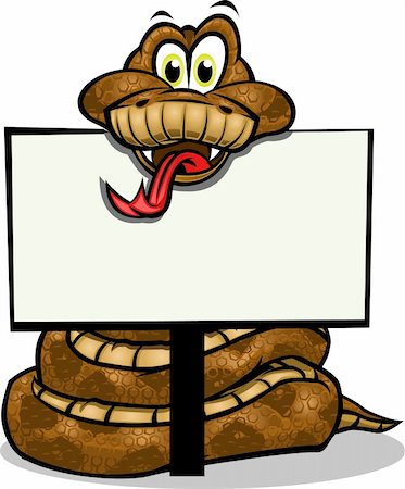 pitón - Cute Snake holding up sign.Separated into layers for easy editing. Foto de stock - Super Valor sin royalties y Suscripción, Código: 400-04221845