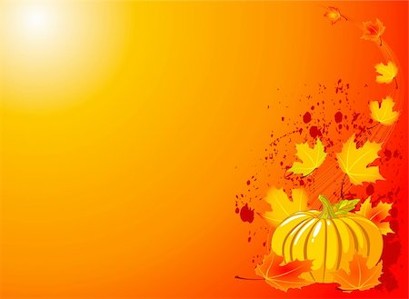 simsearch:400-08196096,k - Autumn Pumpkin and leaves -  illustrated background. Photographie de stock - Aubaine LD & Abonnement, Code: 400-04221846