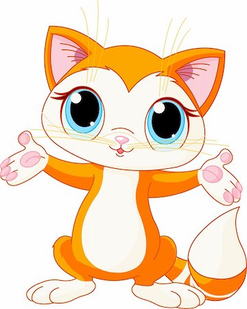 simsearch:400-08786583,k - Illustration of cute kitten raising his hands Foto de stock - Super Valor sin royalties y Suscripción, Código: 400-04221855