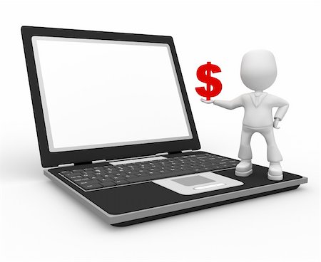 rejects (artist) - red dollar and laptop). 3d images isolated on white background. Foto de stock - Super Valor sin royalties y Suscripción, Código: 400-04221938
