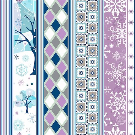simsearch:400-04728067,k - Seamless striped christmas border with snowflakes and geometric ornaments (vector) Foto de stock - Super Valor sin royalties y Suscripción, Código: 400-04221976