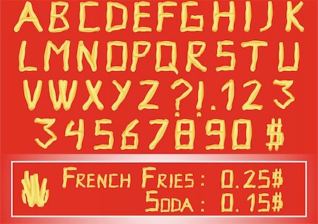 simsearch:400-04311628,k - french fries alphabet illustration Stock Photo - Budget Royalty-Free & Subscription, Code: 400-04221978
