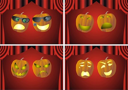 simsearch:400-04256880,k - theatrical pumkin faces illustration Fotografie stock - Microstock e Abbonamento, Codice: 400-04221982