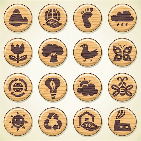 dianka (artist) - ECO. Wooden environment icons set Stockbilder - Microstock & Abonnement, Bildnummer: 400-04222154