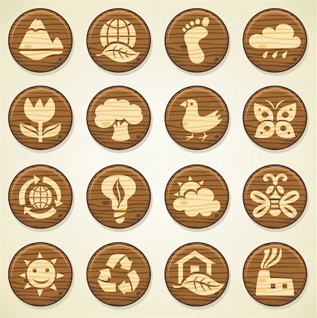 simsearch:400-05196694,k - ECO. Wooden environment icons set Stock Photo - Budget Royalty-Free & Subscription, Code: 400-04222151