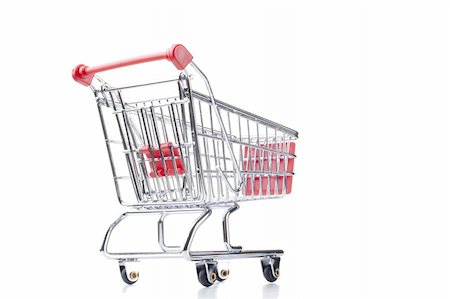 simsearch:400-08899989,k - Empty shopping cart with the red handle on a white background. Stockbilder - Microstock & Abonnement, Bildnummer: 400-04222253