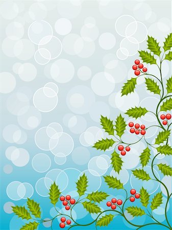 Abstract background with a holly branch. Vector illustration. Foto de stock - Super Valor sin royalties y Suscripción, Código: 400-04222480