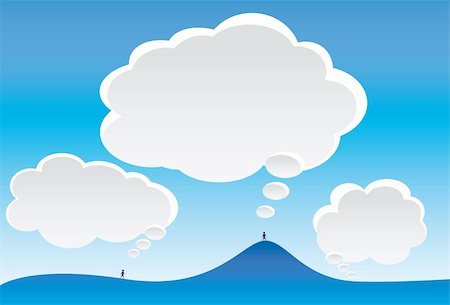 Cartoon image of thought clouds and blue sky. Stock Photo - Budget Royalty-Free & Subscription, Code: 400-04222635