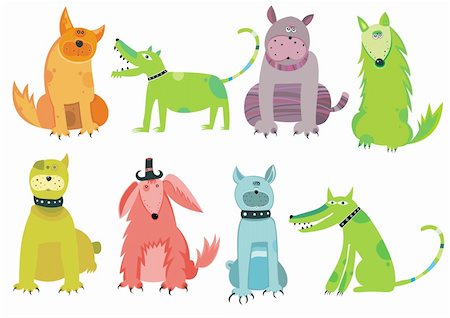 simsearch:400-09120717,k - Colorful set of funny dogs Photographie de stock - Aubaine LD & Abonnement, Code: 400-04222705